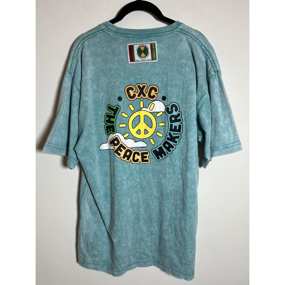 Cross Colours Peace Makers Shirt Mens L Blue Mineral Wash Graphic Tee Hip Hop